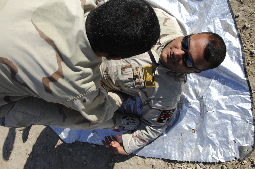 Soldiers Conduct medical training at camp echo