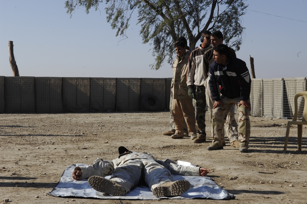 Soldiers Conduct medical training at camp echo