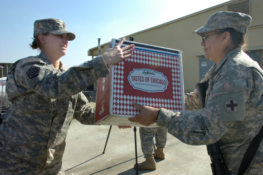 Pizza delivery at Camp Phoenix