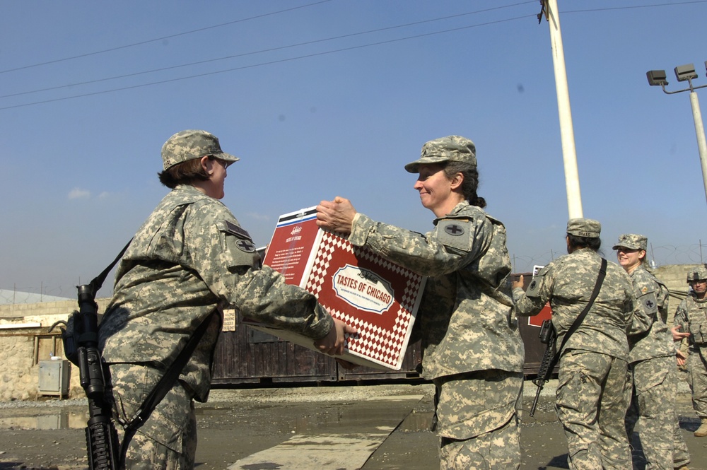 Pizza delivery at Camp Phoenix
