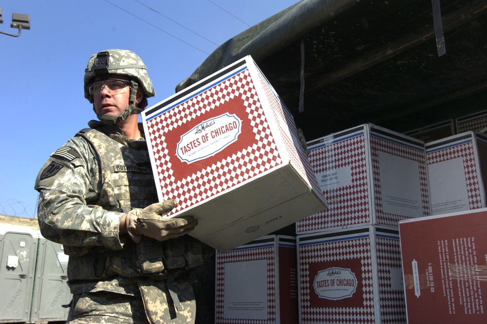 Pizza delivery at Camp Phoenix