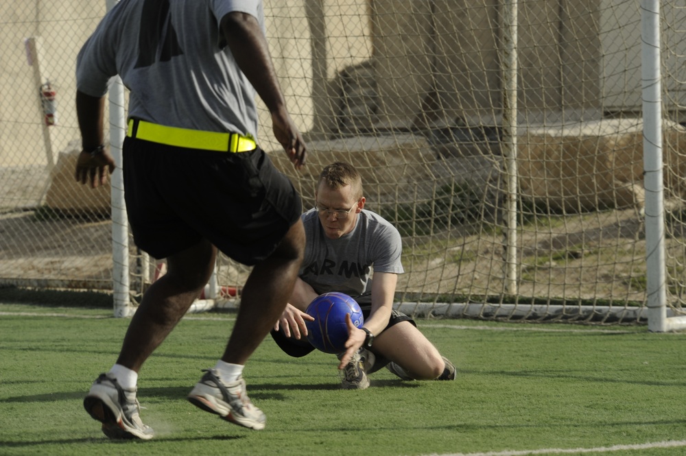 Soccer game at Forward Operating Base Marez