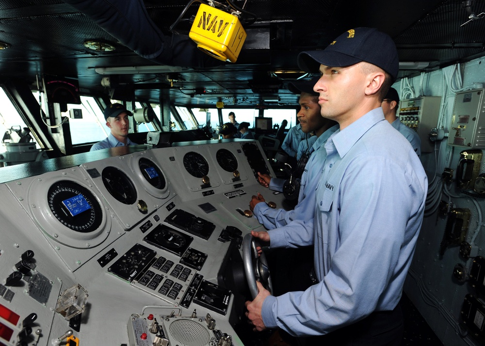 Lee helmsman watch aboard USS Theodore Roosevelt