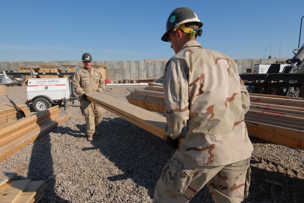 Construction on a patrol base in Mahawil