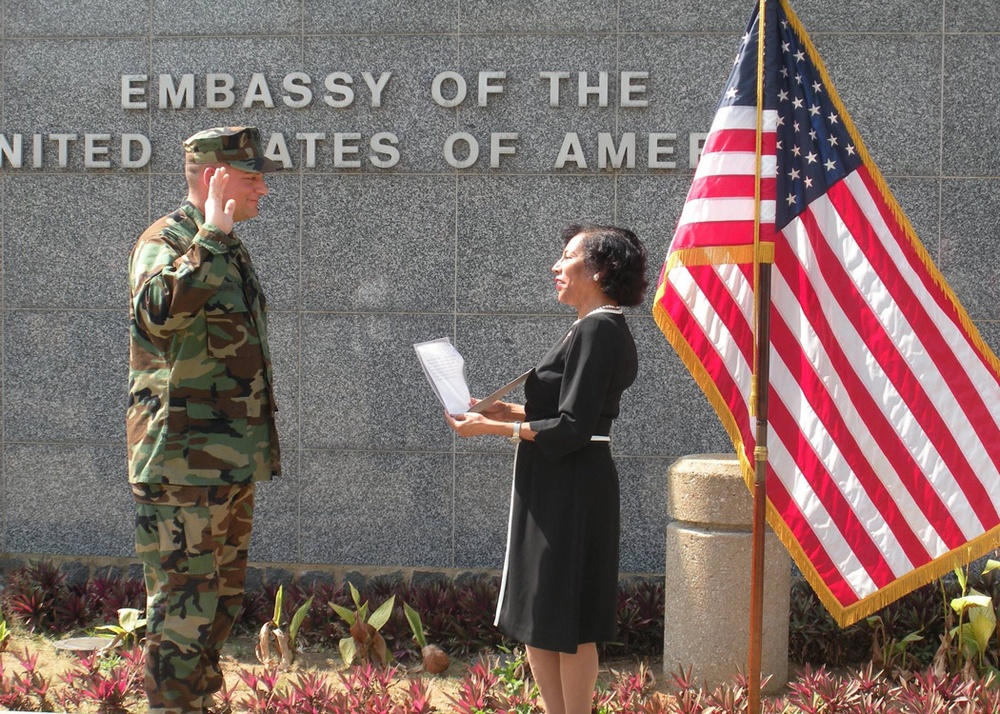 Rhode Island Native Reenlists in Sierra Leone