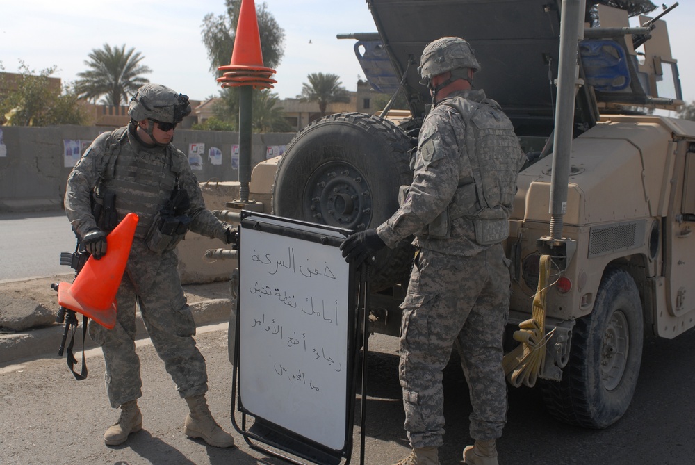 Traffic control point  in Ameriyah, Iraq