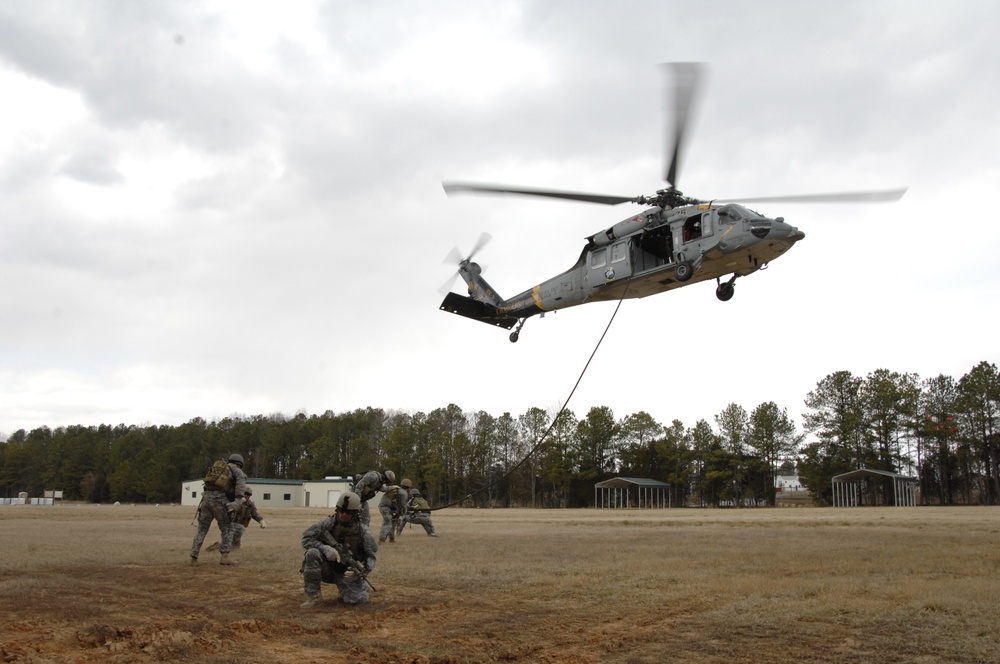 Coalition Forces Fast Rope Insert to a Building on Fort Pickett