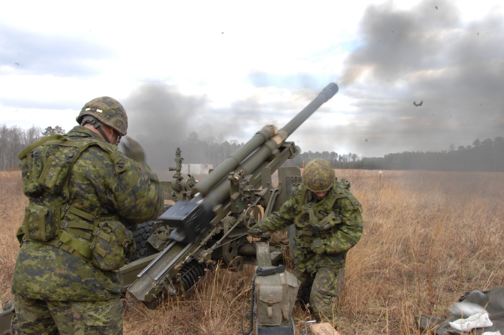 Canadian Forces Perform Operations Involving Artillery at Fort Pickett