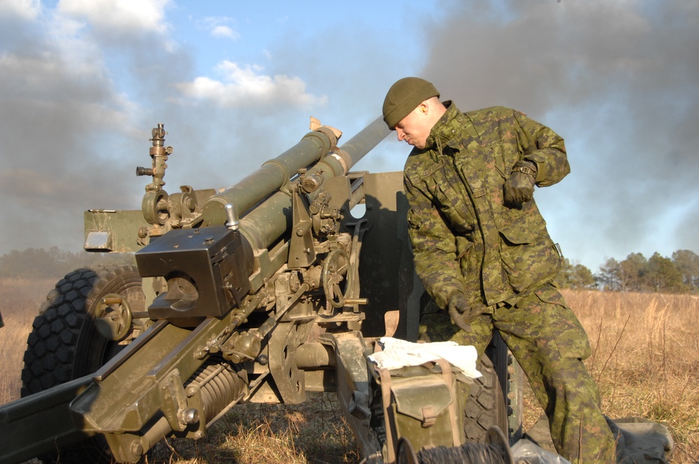 Canadian Forces Perform Operations Involving Artillery at Fort Pickett