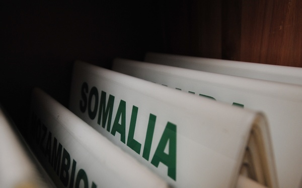 A Placard for Somali Delegates Sits on a Shelf in a Conference Room at the African Union in Addis Ababa, Ethiopia