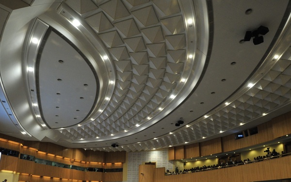 African Leaders and Foreign Diplomats Sit in the Plenary Hall of the United Nations Building in Addis Ababa, Ethiopia, During the 12th African Union (AU) Summit