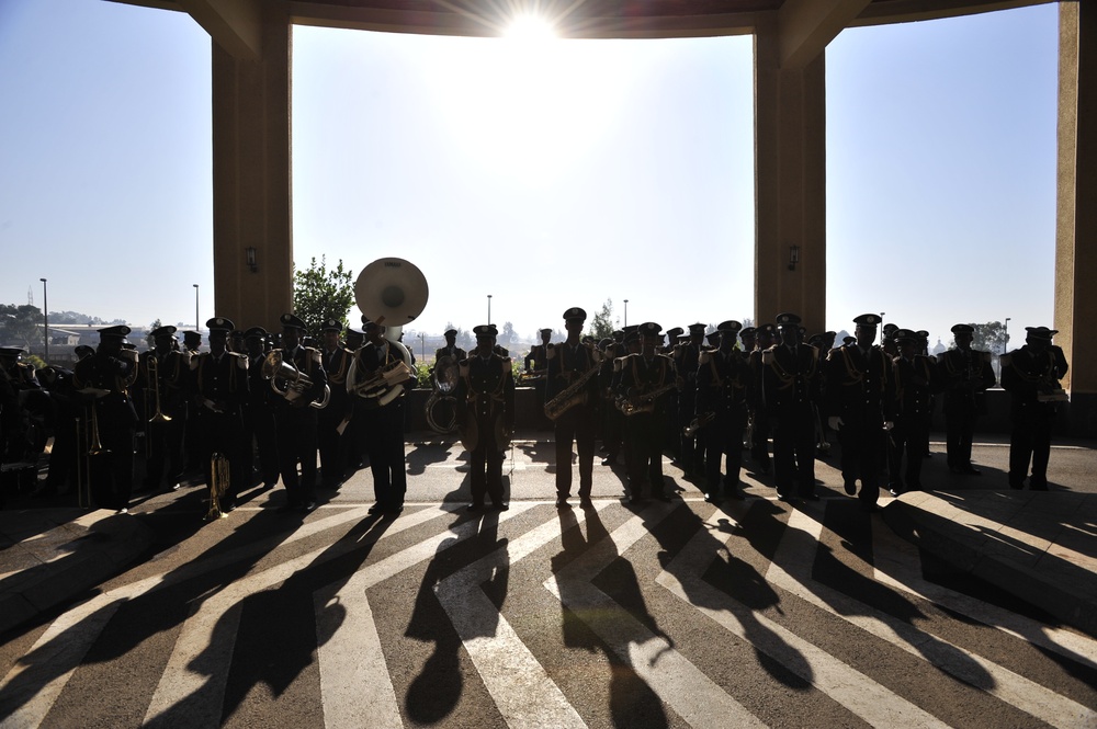 A Band Plays As African First Ladies Arrive at the African Union in Addis Ababa, Ethiopia