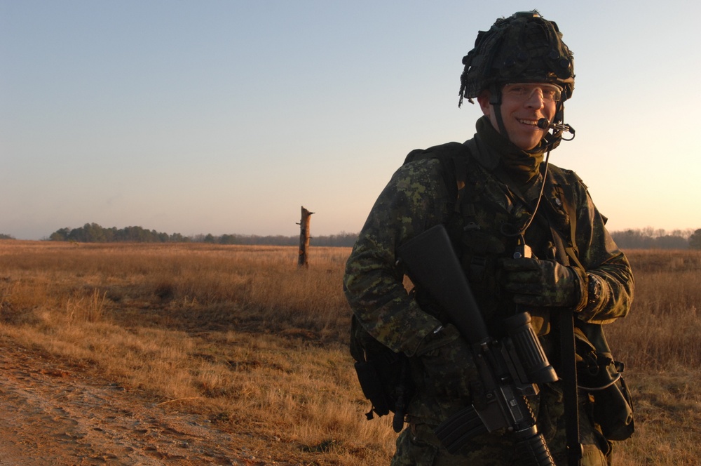 Canadian Forces Await Transport After Mission on Fort Pickett