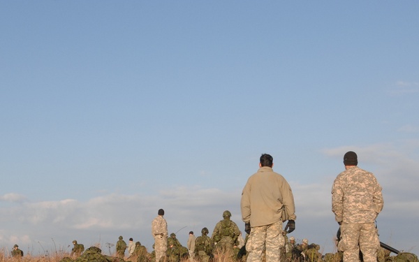 Canadian Forces Await Transport After Mission on Fort Pickett