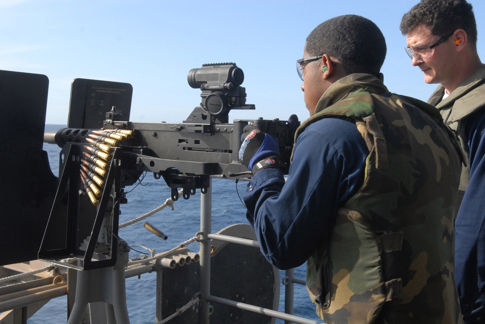 Firing rounds aboard the USS Ronald Reagan