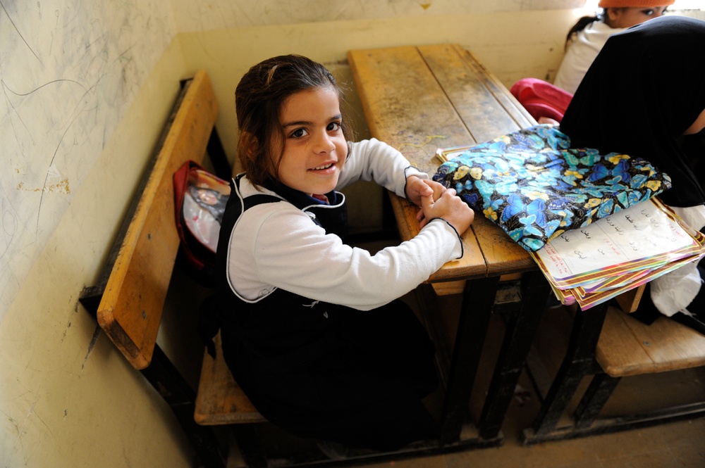 School supplies delivered to the Al Kaluud School