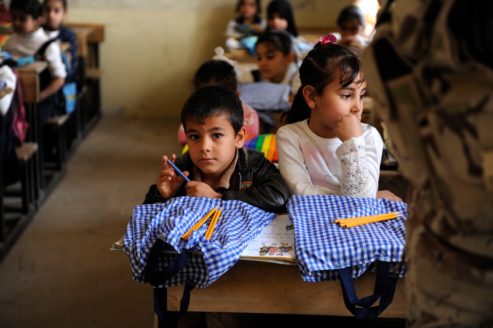 School supplies delivered to the Al Kaluud School