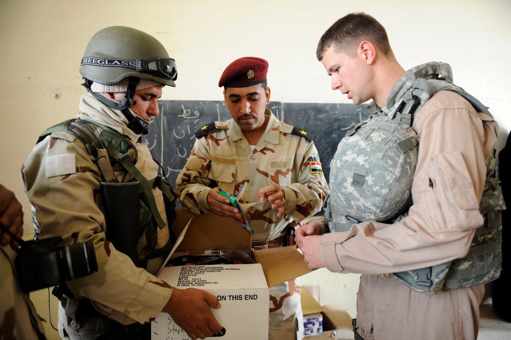 School supplies delivered to the Al Kaluud School