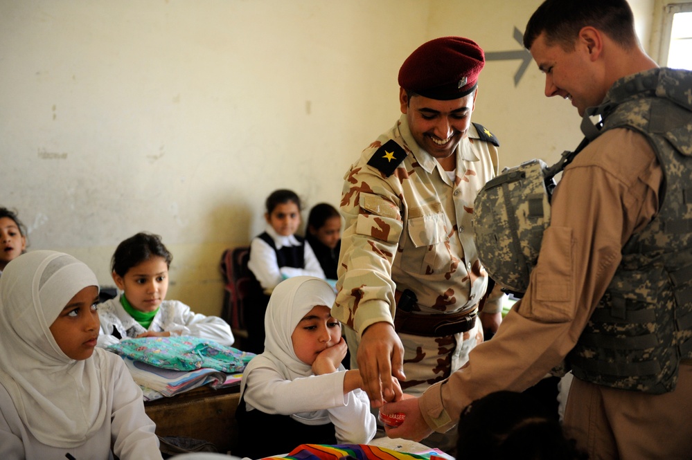 School supplies delivered to the Al Kaluud School