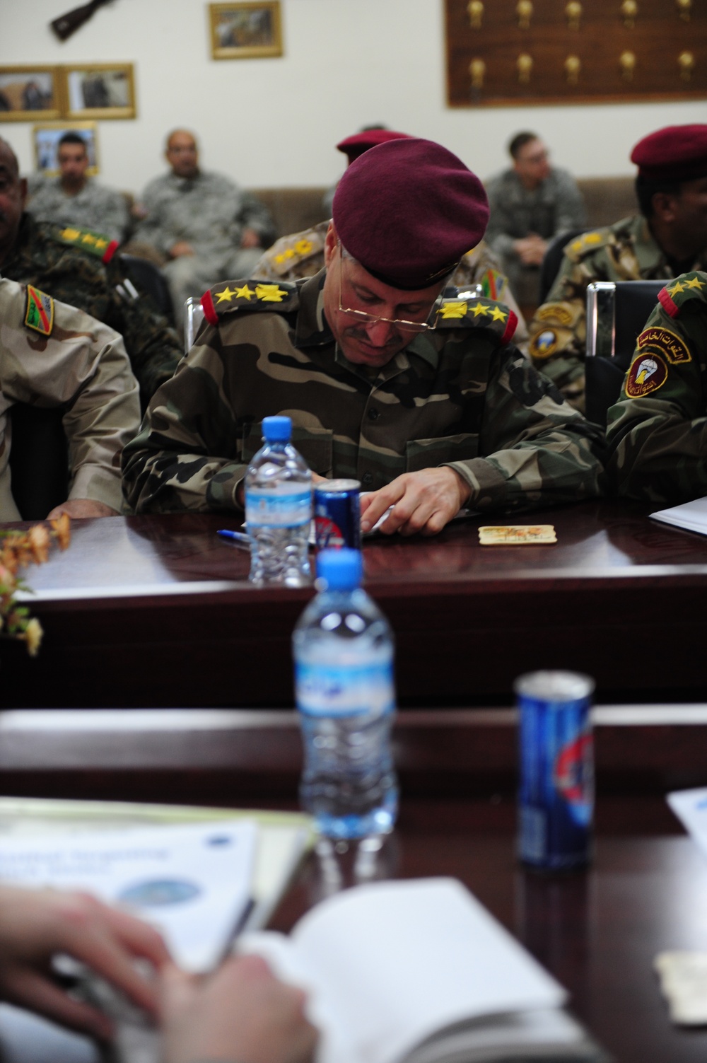 Meeting at Patrol Base Colby in Mahmudiyah, Iraq