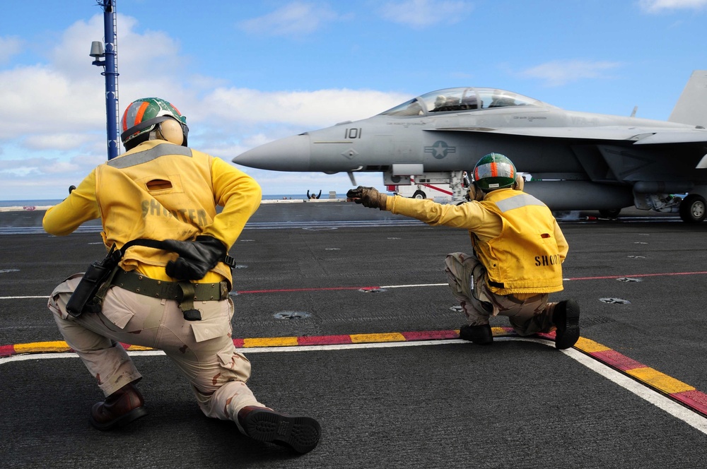 Aerial action aboard the USS Nimitz