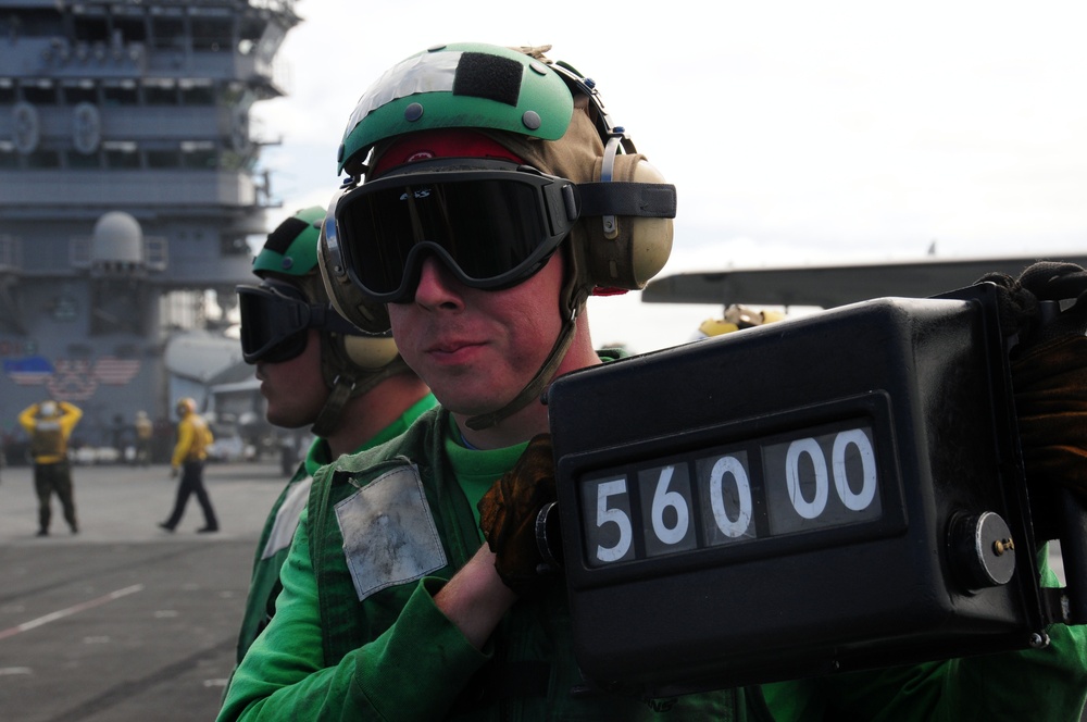 Aerial action aboard the USS Nimitz