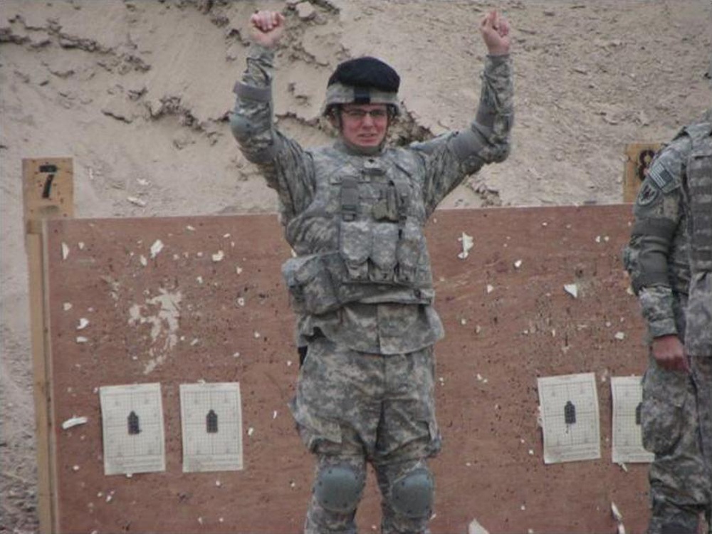 Soldier Celebrates Zeroing at the Range