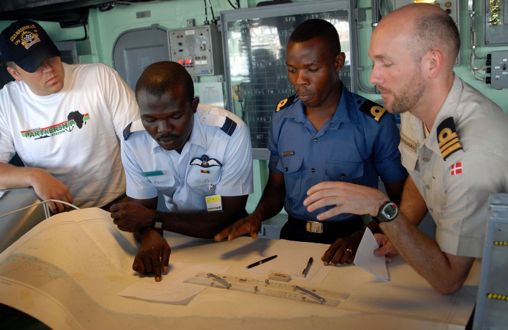 Navigation training aboard USS Nashville