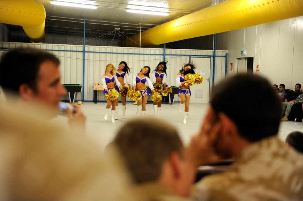 Minnesota Vikings Cheerleaders come to Camp Basra in Basra, Iraq