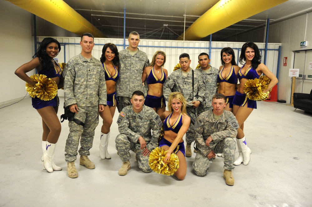 Minnesota Vikings Cheerleaders come to Camp Basra in Basra, Iraq