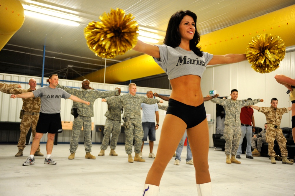 Minnesota Vikings Cheerleaders come to Camp Basra in Basra, Iraq