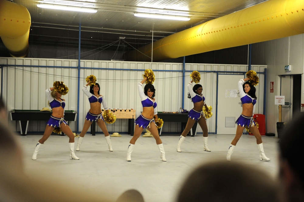 Minnesota Vikings Cheerleaders come to Camp Basra in Basra, Iraq