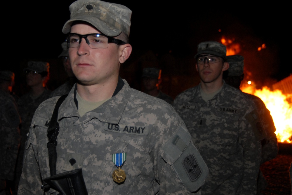 Bonfire Ceremony at Forward Operating Base Kalsu, Iraq