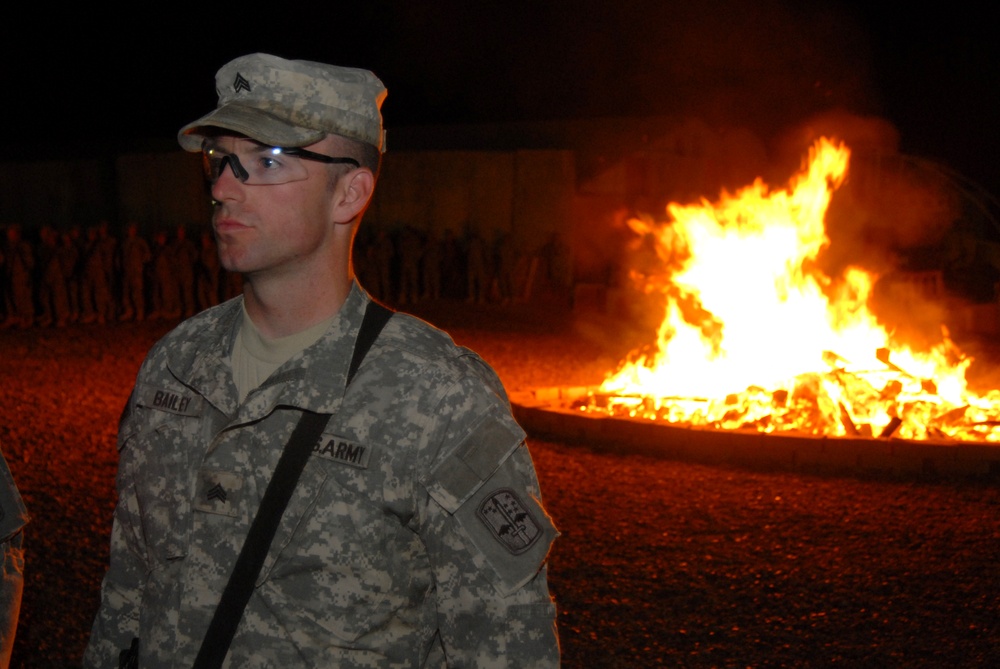 Bonfire Ceremony at Forward Operating Base Kalsu, Iraq