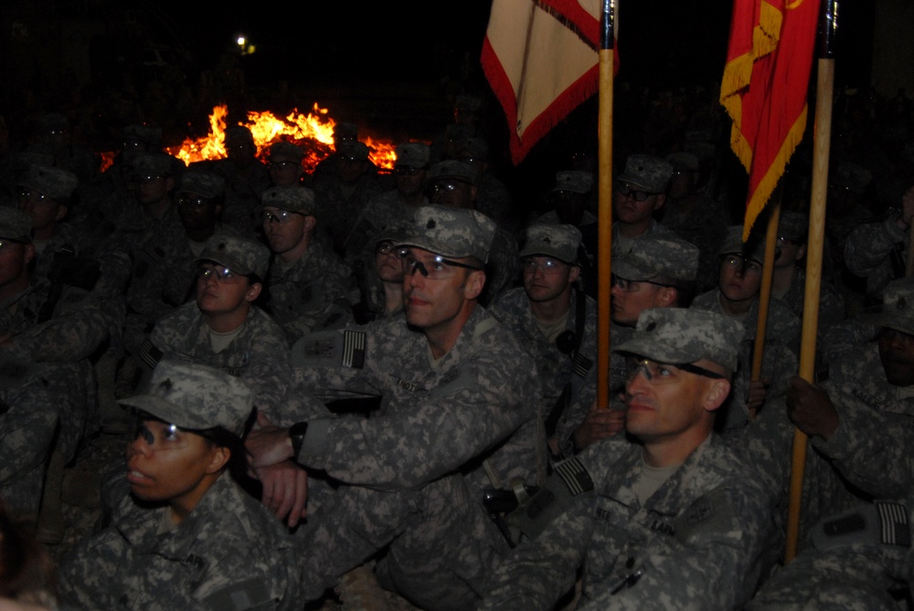 Bonfire Ceremony at Forward Operating Base Kalsu, Iraq