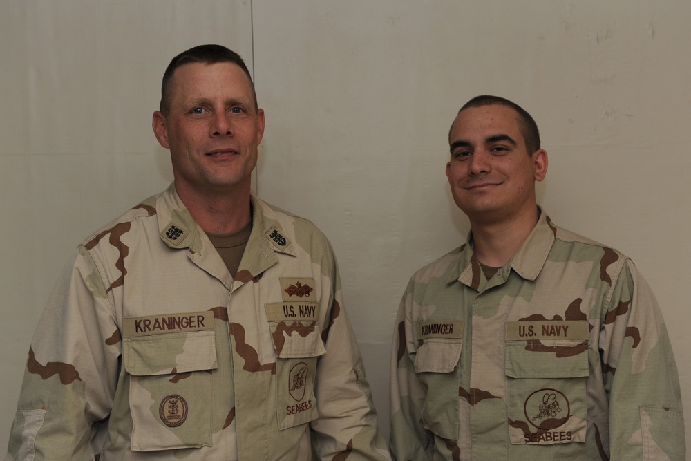 Seabee Command Master Chief and His Seabee Son Reunite in the Desert