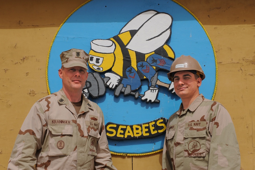 Seabee Command Master Chief and His Seabee Son Reunite in the Desert