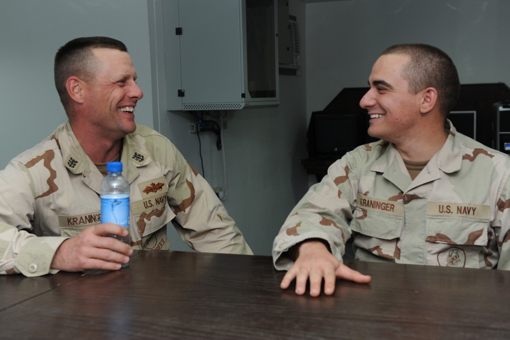 Seabee Command Master Chief and His Seabee Son Reunite in the Desert