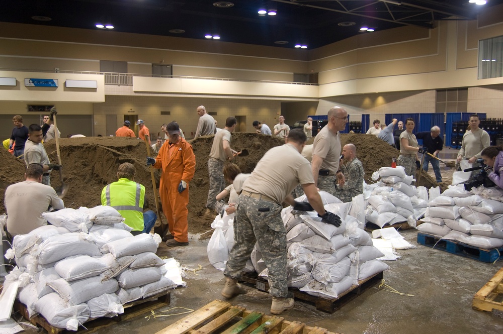 Bismarck North Dakota National Guard Flood fighting efforts