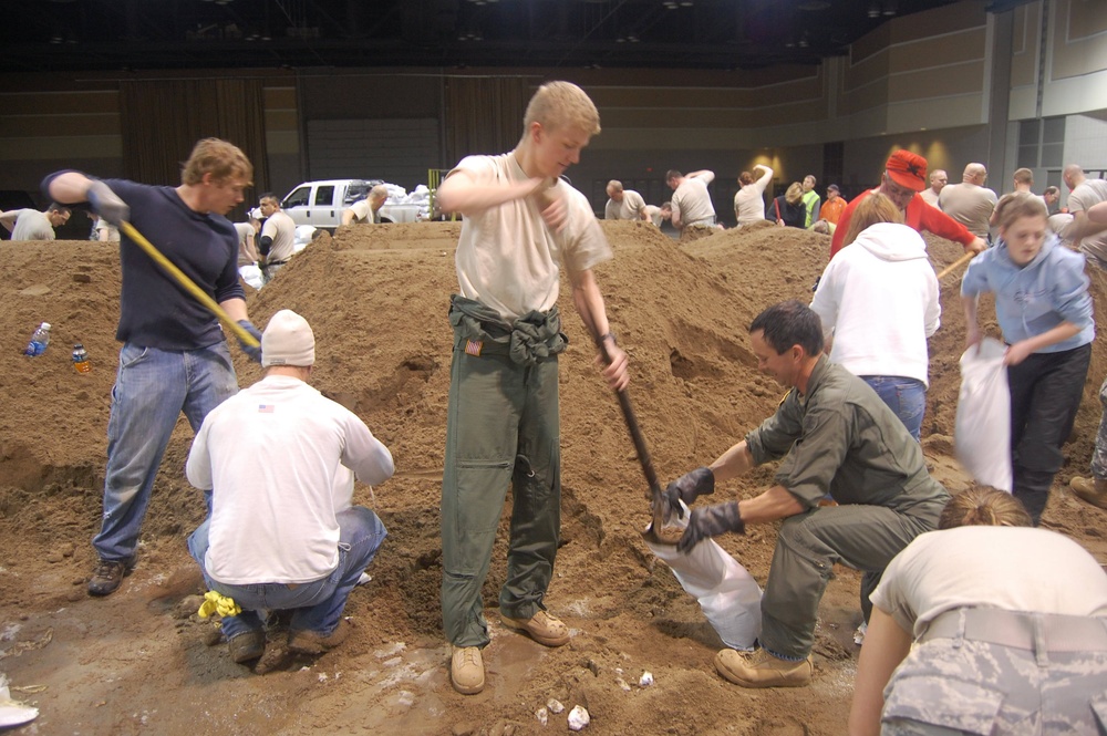 North Dakota National Guard sandbags for south Bismarck flooding