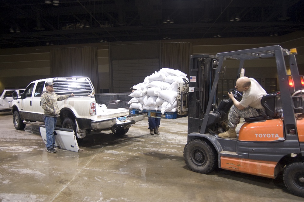 North Dakota National Guard sandbags for south Bismarck flooding