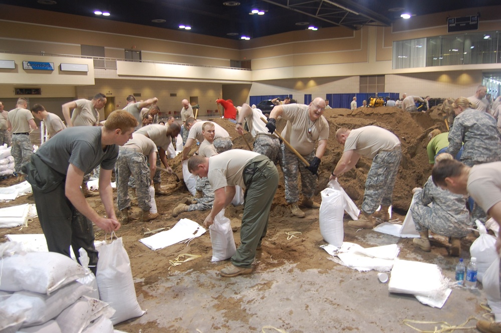 North Dakota National Guard sandbags for south Bismarck flooding