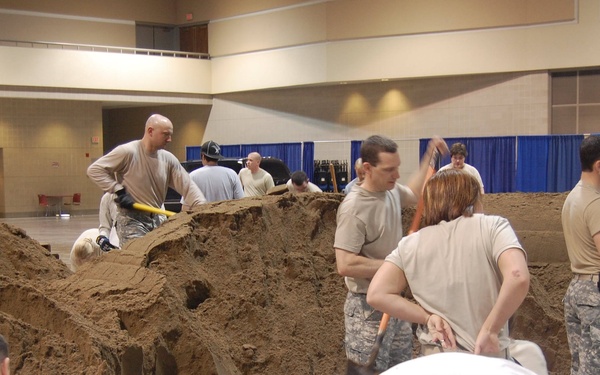 North Dakota National Guard sandbags for south Bismarck flooding