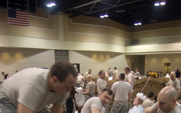 North Dakota National Guard sandbags for south Bismarck flooding