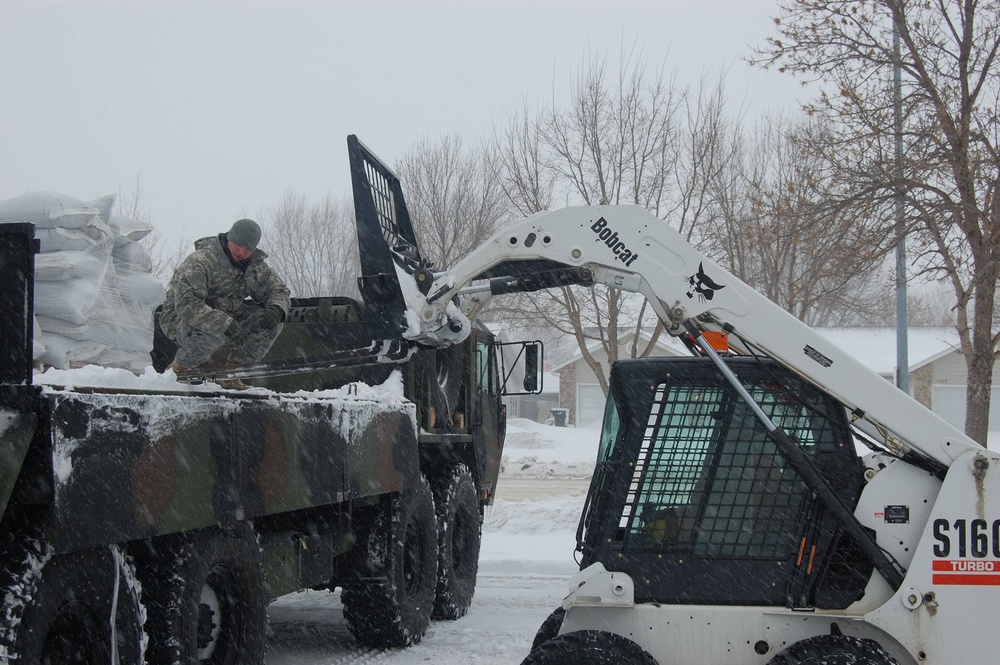 North Dakota National Guard sandbags for south Bismarck flooding