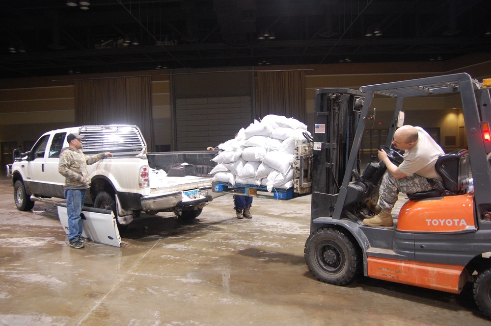 North Dakota National Guard sandbags for south Bismarck flooding