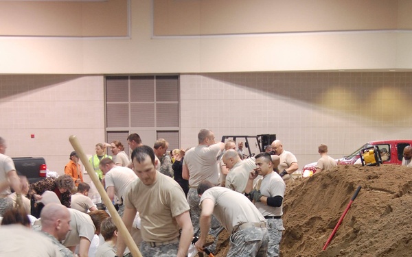 North Dakota National Guard sandbags for south Bismarck flooding