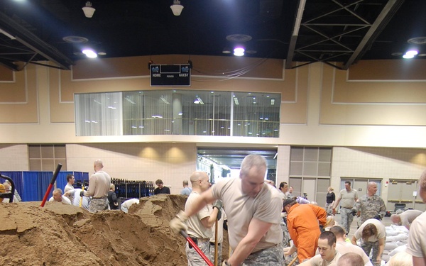 North Dakota National Guard sandbags for south Bismarck flooding