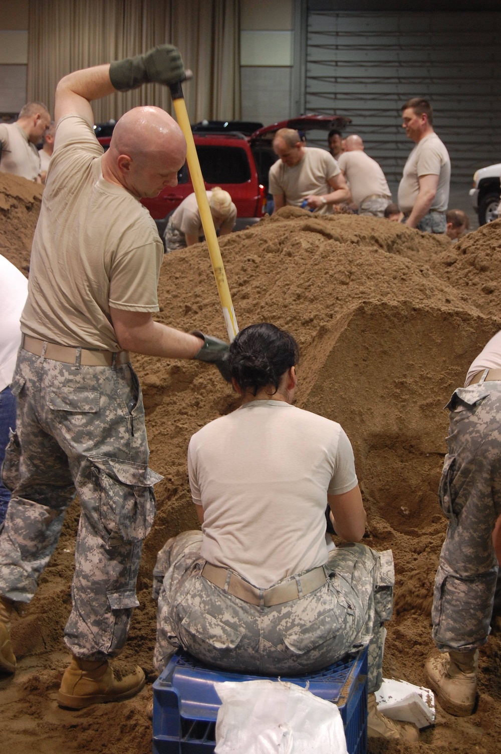 North Dakota National Guard sandbags for south Bismarck flooding