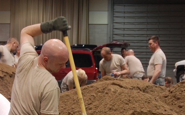 North Dakota National Guard sandbags for south Bismarck flooding